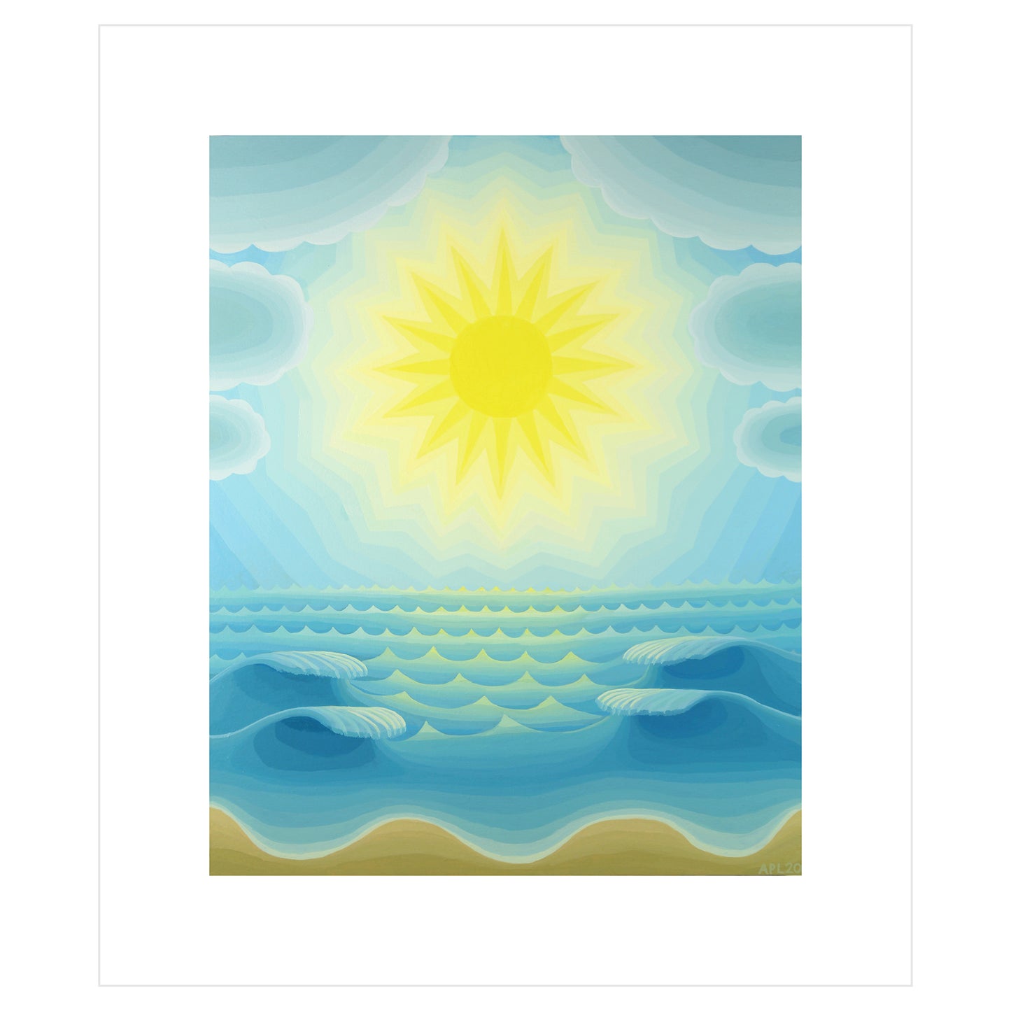 Blue Seascape with Radiant Sun