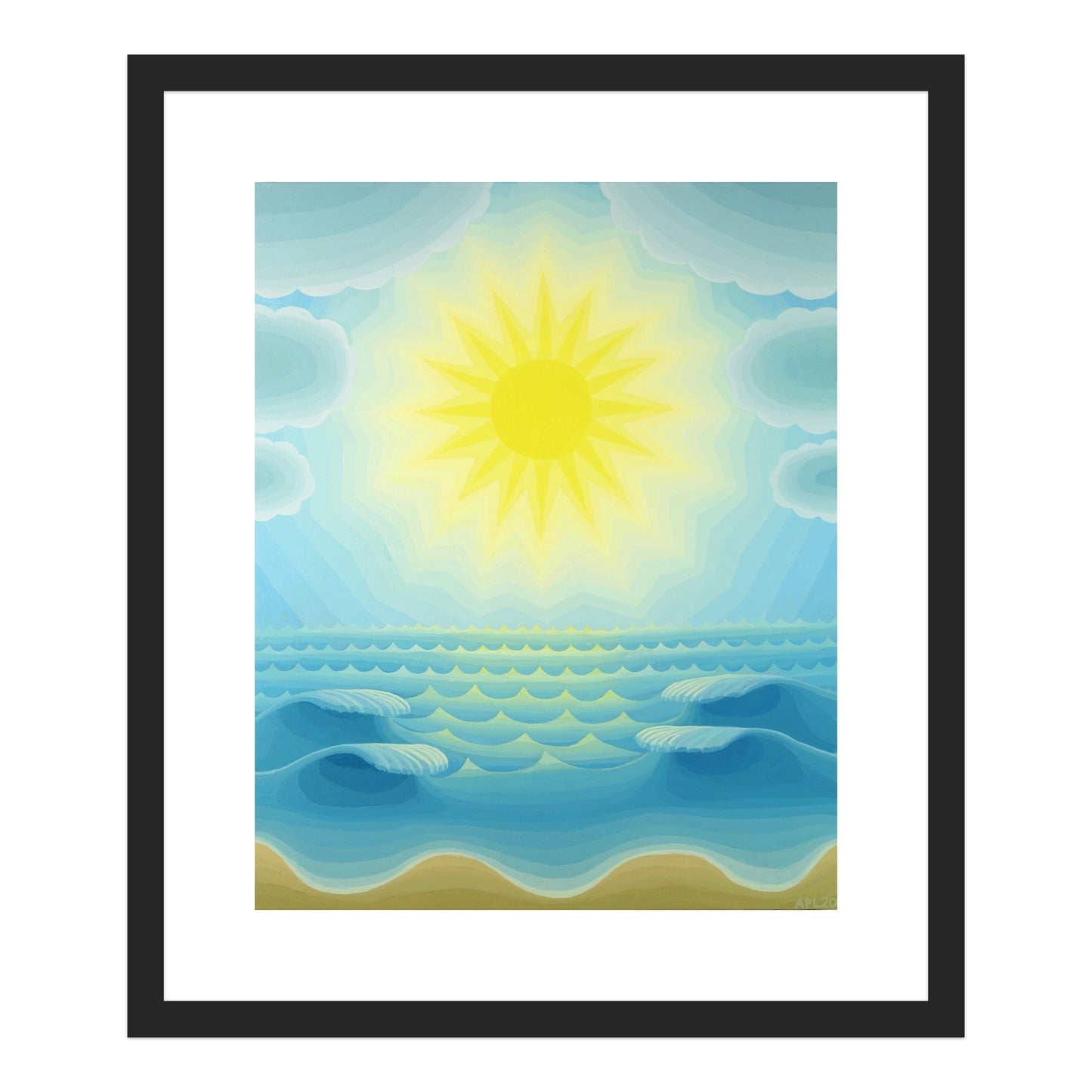 Blue Seascape with Radiant Sun