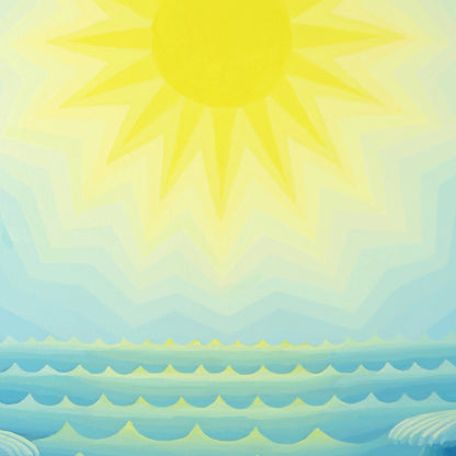 Blue Seascape with Radiant Sun