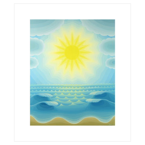 Blue Seascape with Radiant Sun